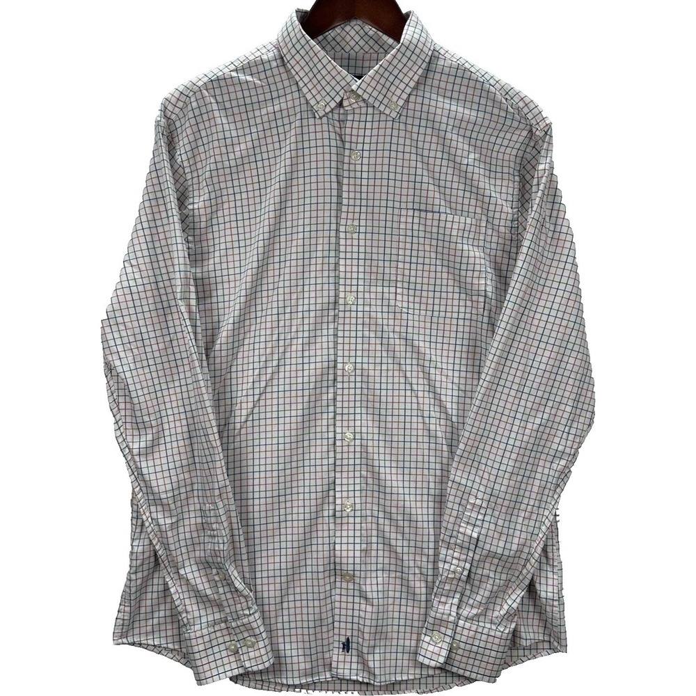 Johnnie-O Men's Prep-Formance Plaid Check Button Down Long Sleeve Shirt Mens Lg